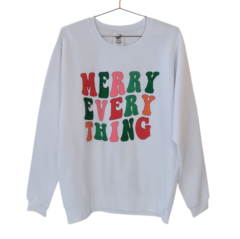 PACIFIC & CO. White Merry Every Thing Sweatshirt Size XL